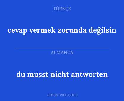 cevap vermek zorunda değilsin - du musst nicht antworten
