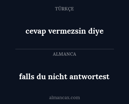 cevap vermezsin diye - falls du nicht antwortest