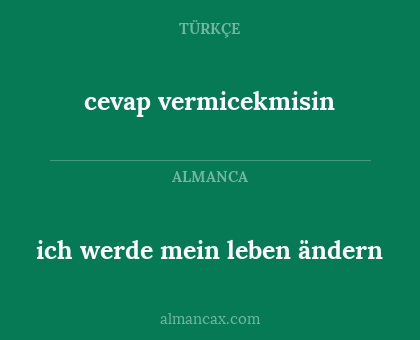 cevap vermicekmisin - ich werde mein leben ändern