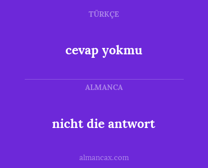 nicht die antwort - cevap yokmu