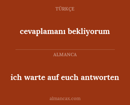 cevaplamanı bekliyorum - ich warte auf euch antworten