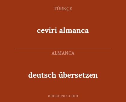 ceviri almanca - deutsch übersetzen
