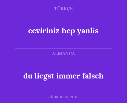 du liegst immer falsch - ceviriniz hep yanlis