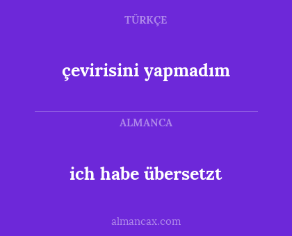 ich habe übersetzt - çevirisini yapmadım