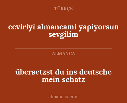 ceviriyi almancami yapiyorsun sevgilim - übersetzst du ins deutsche mein schatz