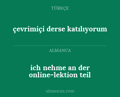ich nehme an der online-lektion teil - çevrimiçi derse katılıyorum