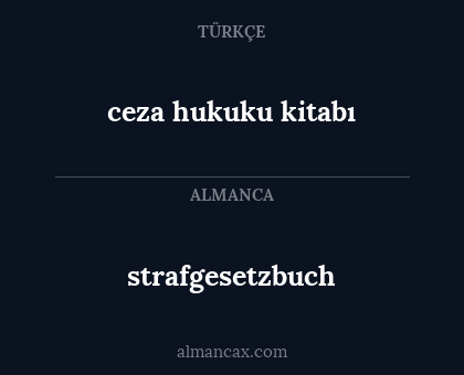 strafgesetzbuch - ceza hukuku kitabı