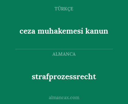 strafprozessrecht - ceza muhakemesi kanun