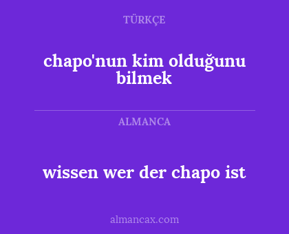 wissen wer der chapo ist - chapo'nun kim olduğunu bilmek