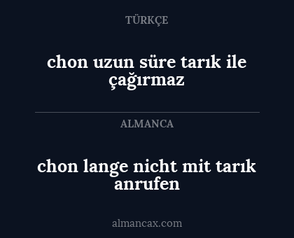 chon uzun süre tarık ile çağırmaz - chon lange nicht mit tarık anrufen