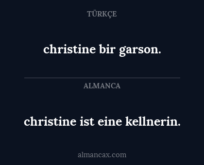christine bir garson. - christine ist eine kellnerin.