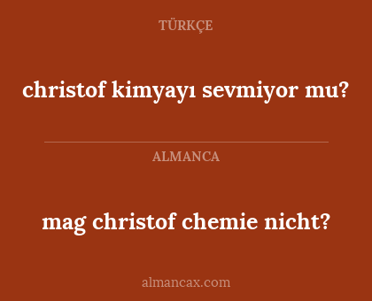 christof kimyayı sevmiyor mu? - mag christof chemie nicht?