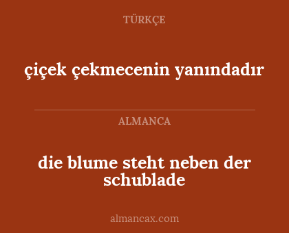 çiçek çekmecenin yanındadır - die blume steht neben der schublade