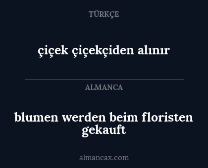 çiçek çiçekçiden alınır - blumen werden beim floristen gekauft