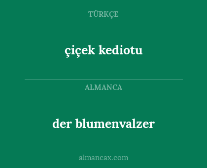 der blumenvalzer - çiçek kediotu