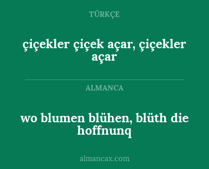 çiçekler çiçek açar, çiçekler açar - wo blumen blühen, blüth die hoffnunq