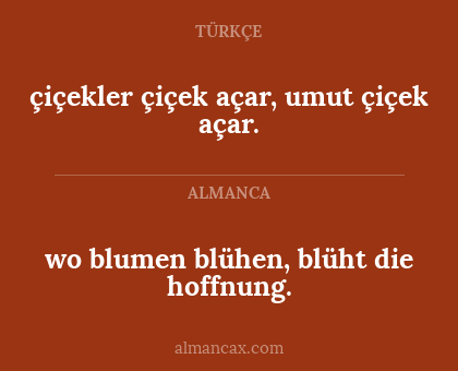 wo blumen blühen, blüht die hoffnung. - çiçekler çiçek açar, umut çiçek açar.