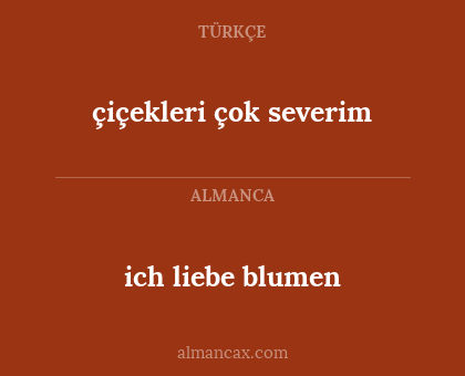 ich liebe blumen - çiçekleri çok severim