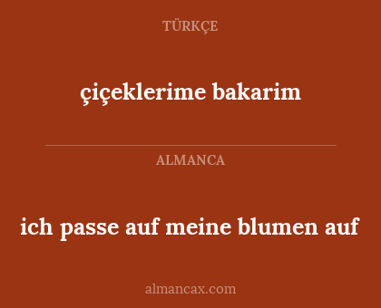 çiçeklerime bakarim - ich passe auf meine blumen auf