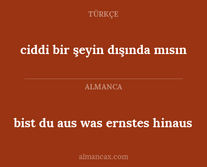 ciddi bir şeyin dışında mısın - bist du aus was ernstes hinaus