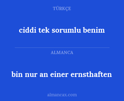 ciddi tek sorumlu benim - bin nur an einer ernsthaften