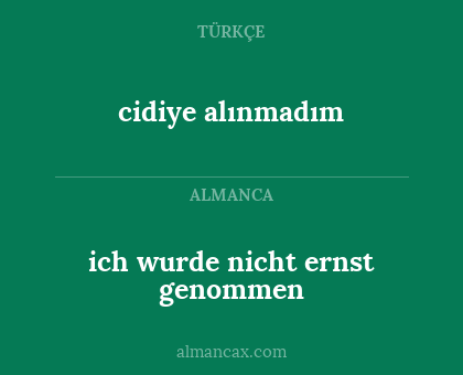 ich wurde nicht ernst genommen - cidiye alınmadım