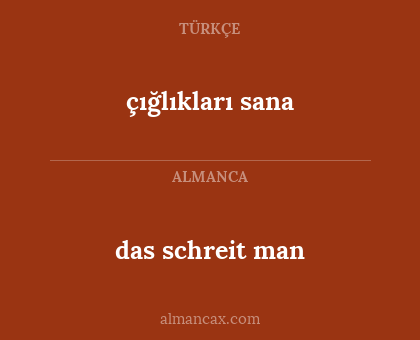 das schreit man - çığlıkları sana