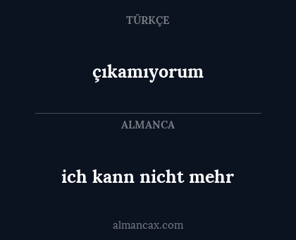 çıkamıyorum - ich kann nicht mehr