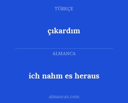 ich nahm es heraus - çıkardım