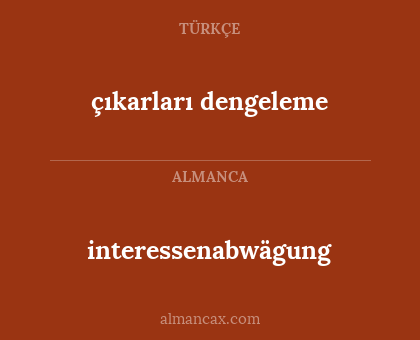 interessenabwägung - çıkarları dengeleme