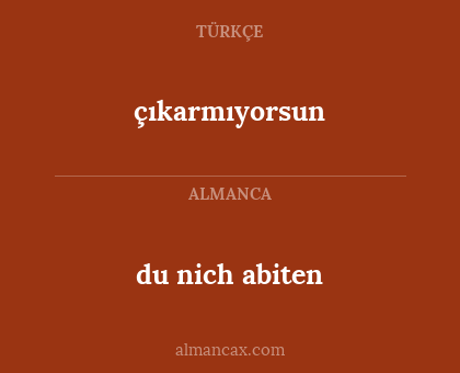 çıkarmıyorsun - du nich abiten