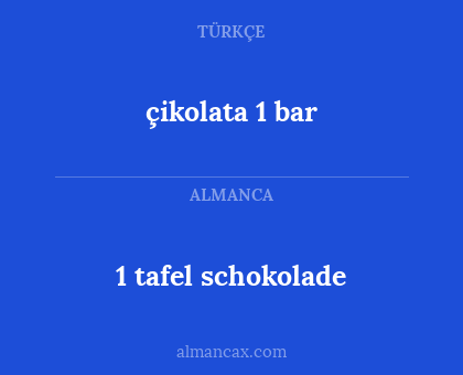 çikolata 1 bar - 1 tafel schokolade