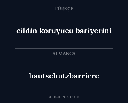 cildin koruyucu bariyerini - hautschutzbarriere