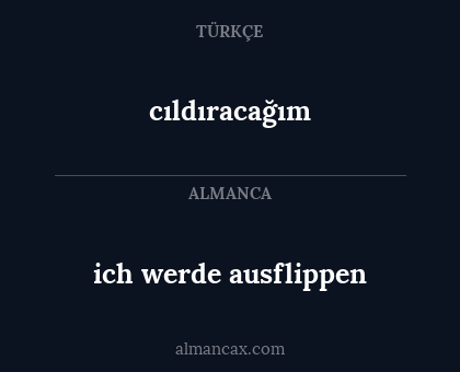 cıldıracağım - ich werde ausflippen