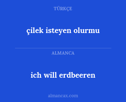 ich will erdbeeren - çilek isteyen olurmu