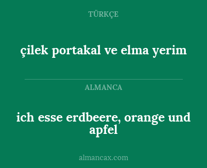 ich esse erdbeere, orange und apfel - çilek portakal ve elma yerim