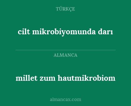 cilt mikrobiyomunda darı - millet zum hautmikrobiom