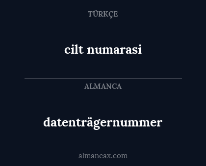 cilt numarasi - datenträgernummer