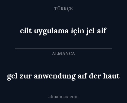 gel zur anwendung aıf der haut - cilt uygulama için jel aif