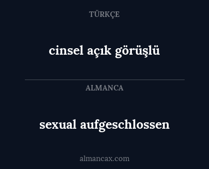 cinsel açık görüşlü - sexual aufgeschlossen