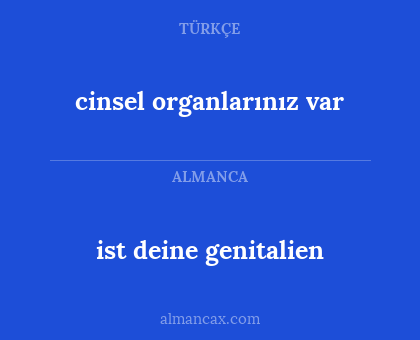 cinsel organlarınız var - ist deine genitalien