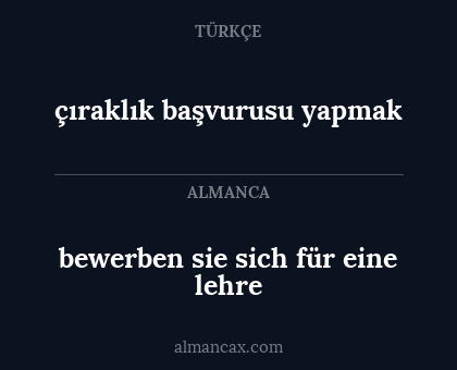 bewerben sie sich für eine lehre - çıraklık başvurusu yapmak