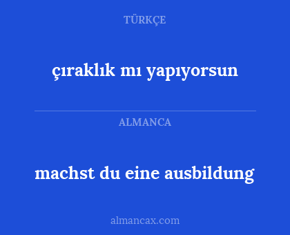 machst du eine ausbildung - çıraklık mı yapıyorsun