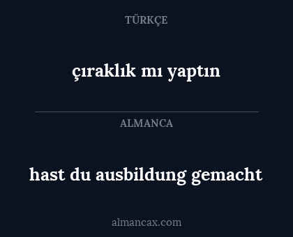 hast du ausbildung gemacht - çıraklık mı yaptın