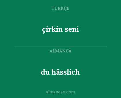 du hässlich - çirkin seni