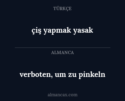 çiş yapmak yasak - verboten, um zu pinkeln
