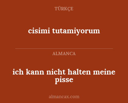 cisimi tutamiyorum - ich kann nicht halten meine pisse