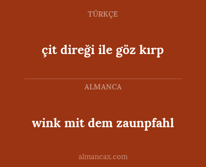 wink mit dem zaunpfahl - çit direği ile göz kırp