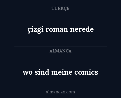 çizgi roman nerede - wo sind meine comics