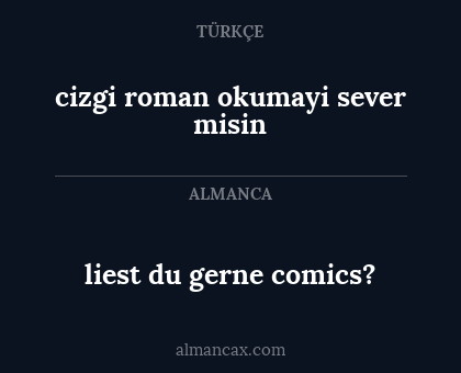 liest du gerne comics? - cizgi roman okumayi sever misin